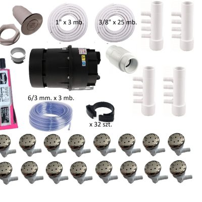 Zestaw masażu powietrznego 16 dysz z blendą ze stali nierdzewnej, pompa 700W ZMP16N700