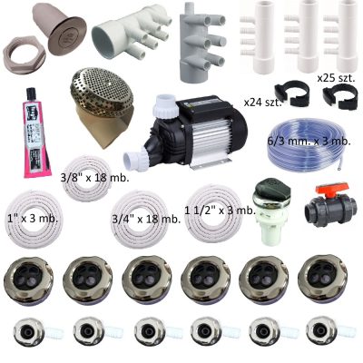 Zestaw hydromasażu 12 dysz ze stali nierdzewnej, pompa 1,1kW (WPP150) ZMW12N1100