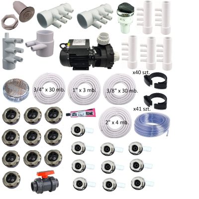 Zestaw hydromasażu 20 dysz ze stali nierdzewnej, pompa 2,2kW (LP300) ZMW20N2200